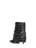 Black nappa leather Shark Lock Stiletto ankle boots