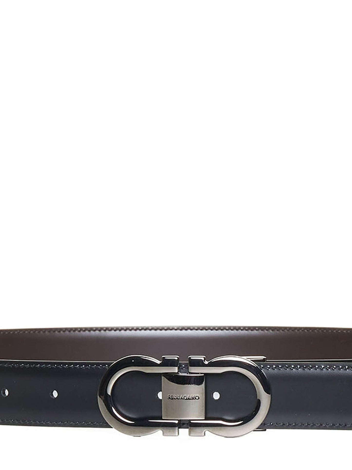 Gancini leather reversible belt