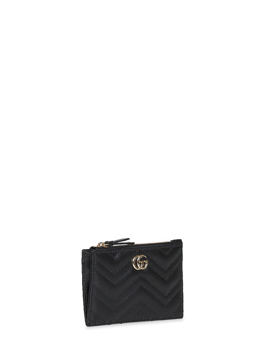 Black GG Marmont zip key pouch