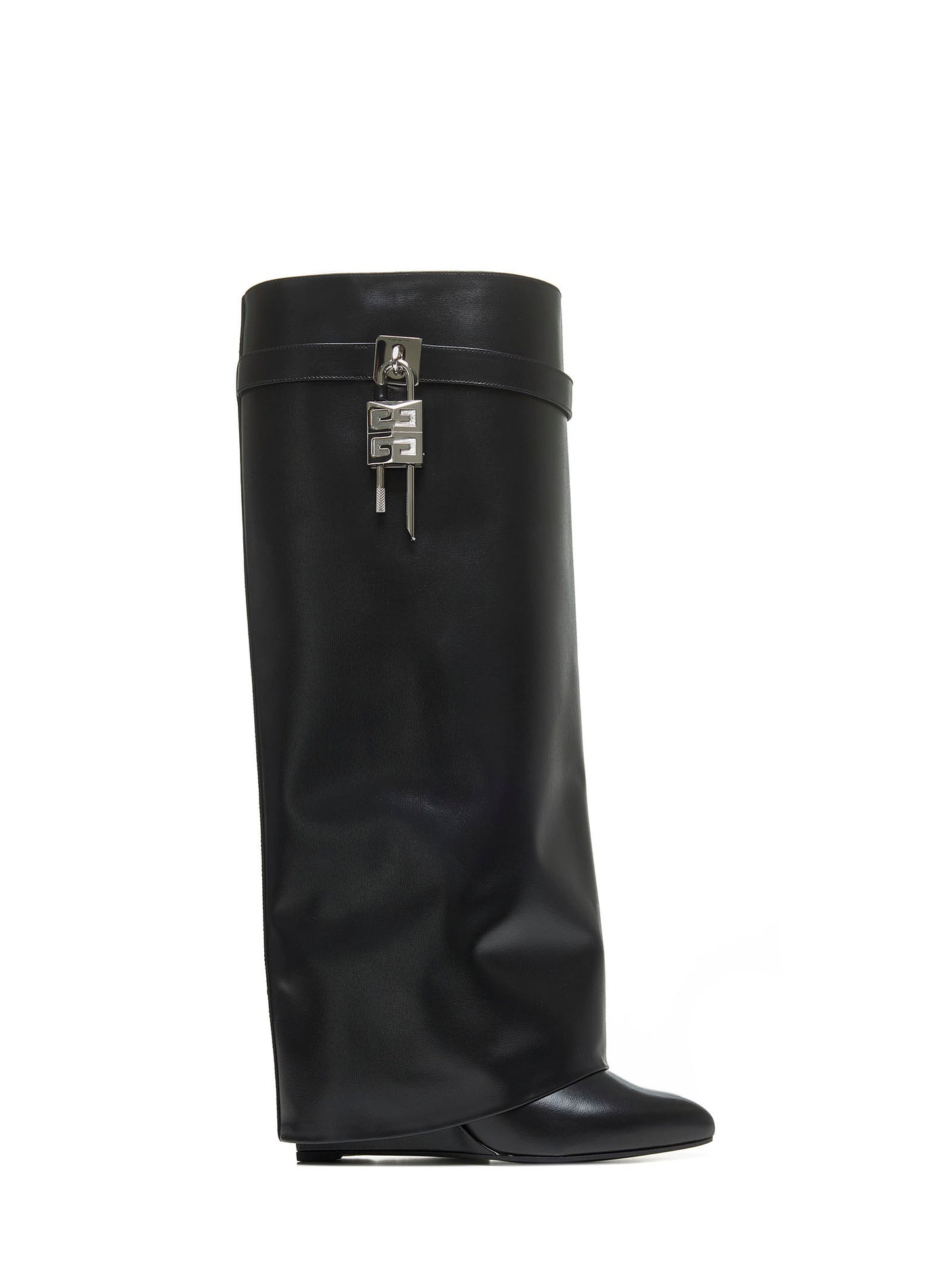 Black leather Shark Lock boots