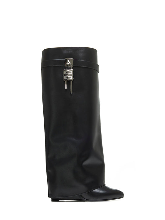 Black leather Shark Lock boots