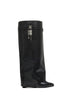 Black leather Shark Lock boots