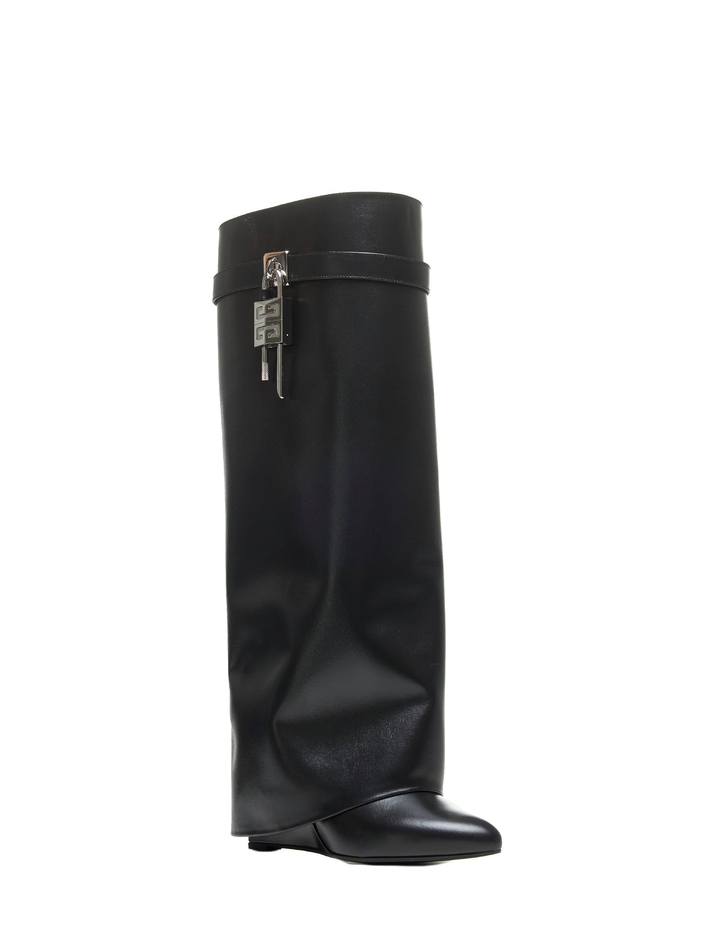 Black leather Shark Lock boots