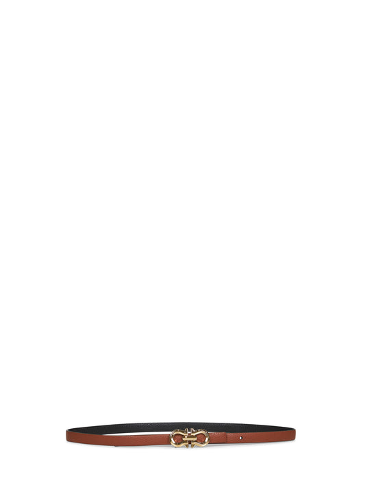 Cintura reversibile Gancini cognac