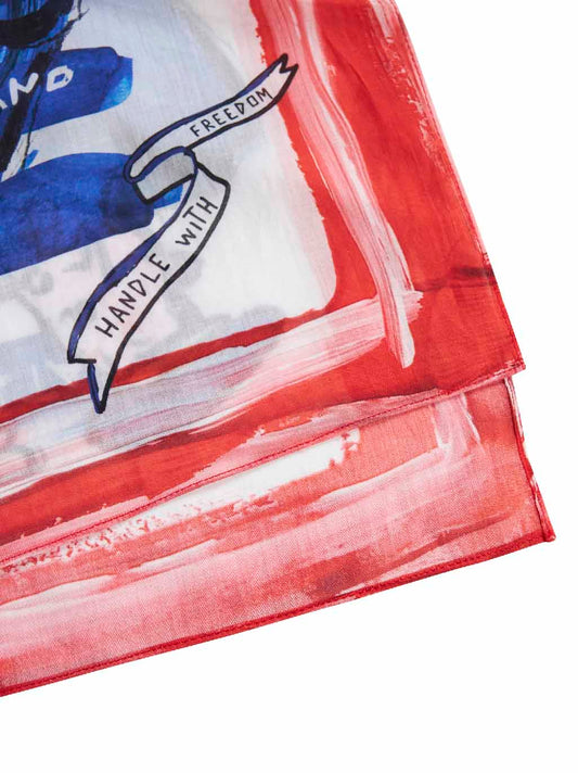 Iconica bandana rossa by Giotto Calendoli, Handle with freedom per Holy Caftan