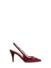 Burgundy slingback pumps with Horsebit