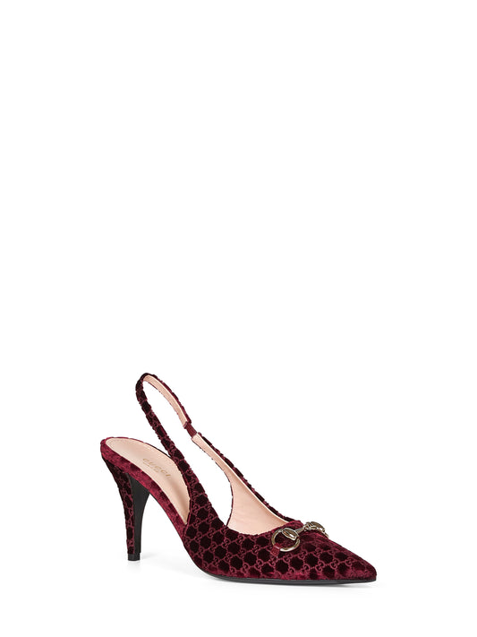 Burgundy slingback pumps with Horsebit