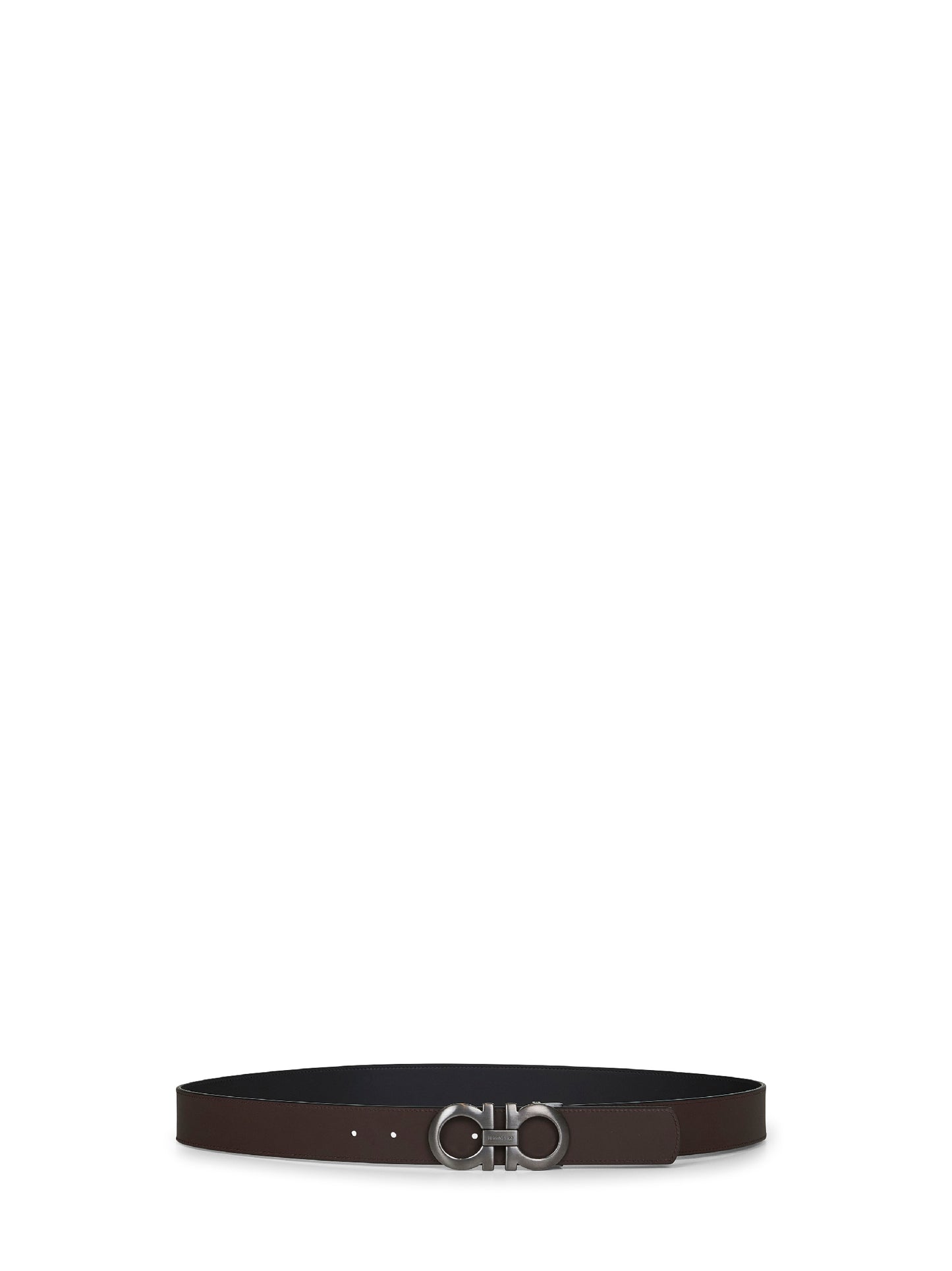 Black leather Gancini reversible belt