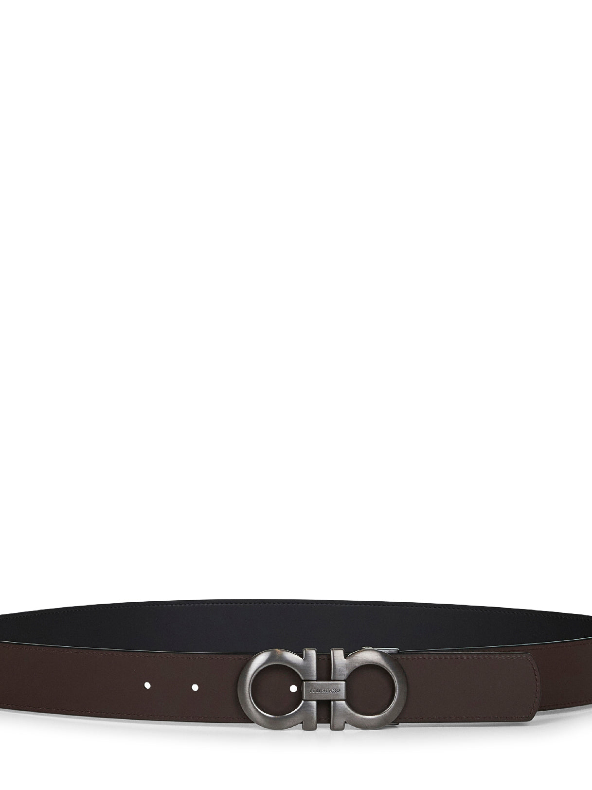 Black leather Gancini reversible belt