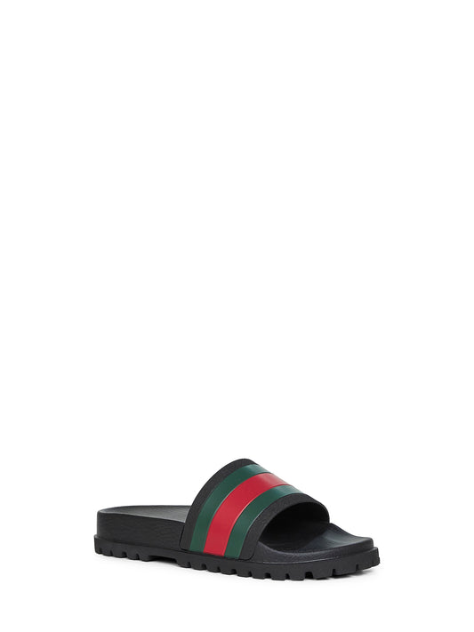 Black rubber sandals with Web