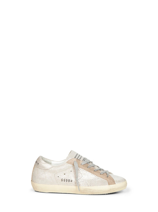 Sneakers Super-Star in tessuto glitter platino