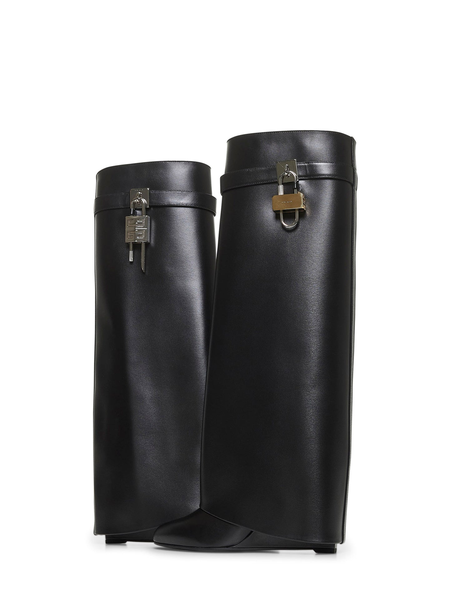 Black leather Shark Lock boots