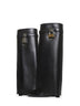 Black leather Shark Lock boots