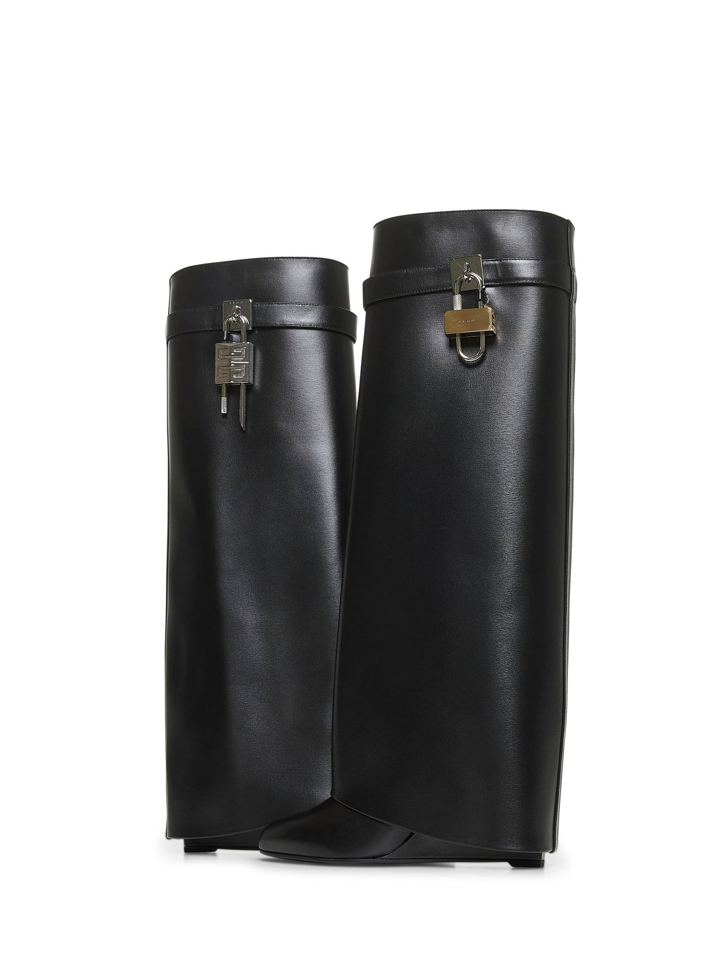 Black leather Shark Lock boots