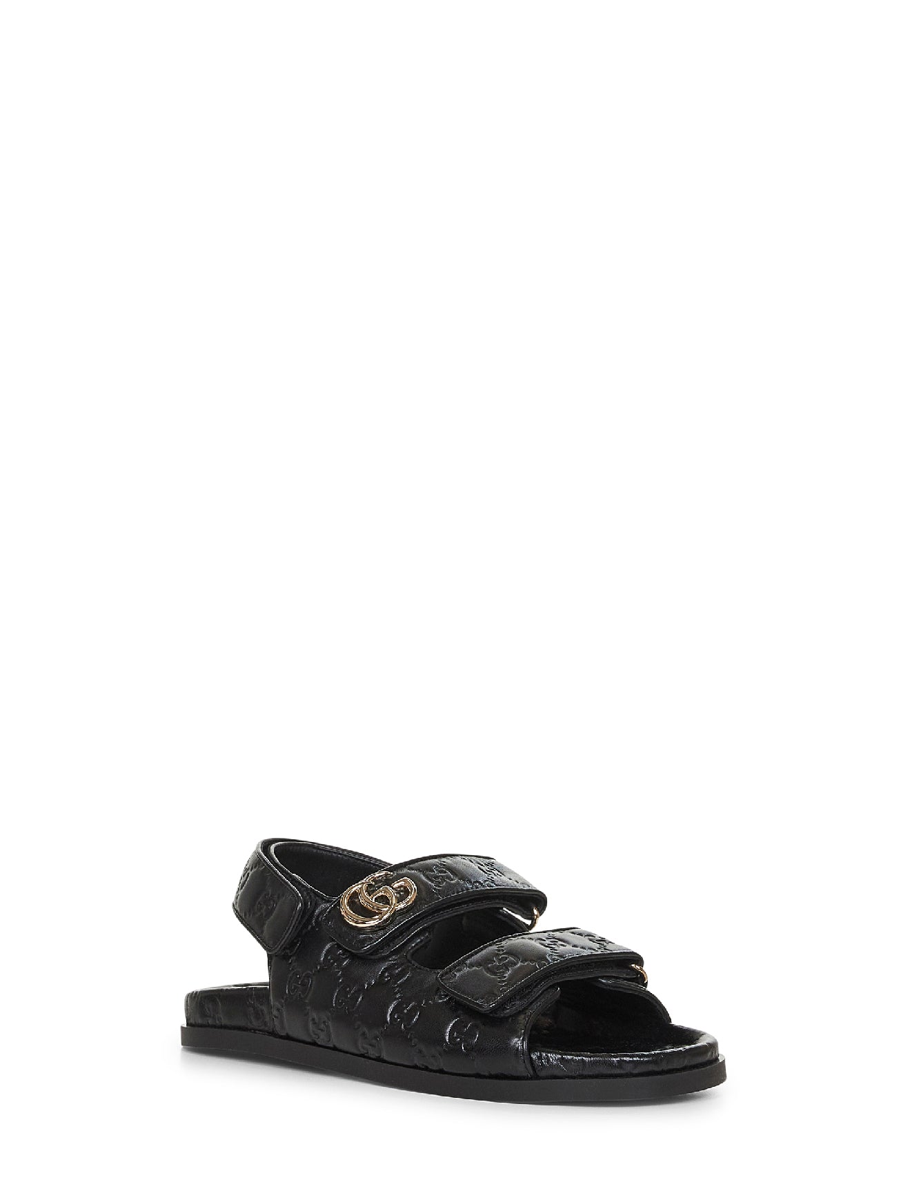 Black GG leather sandals