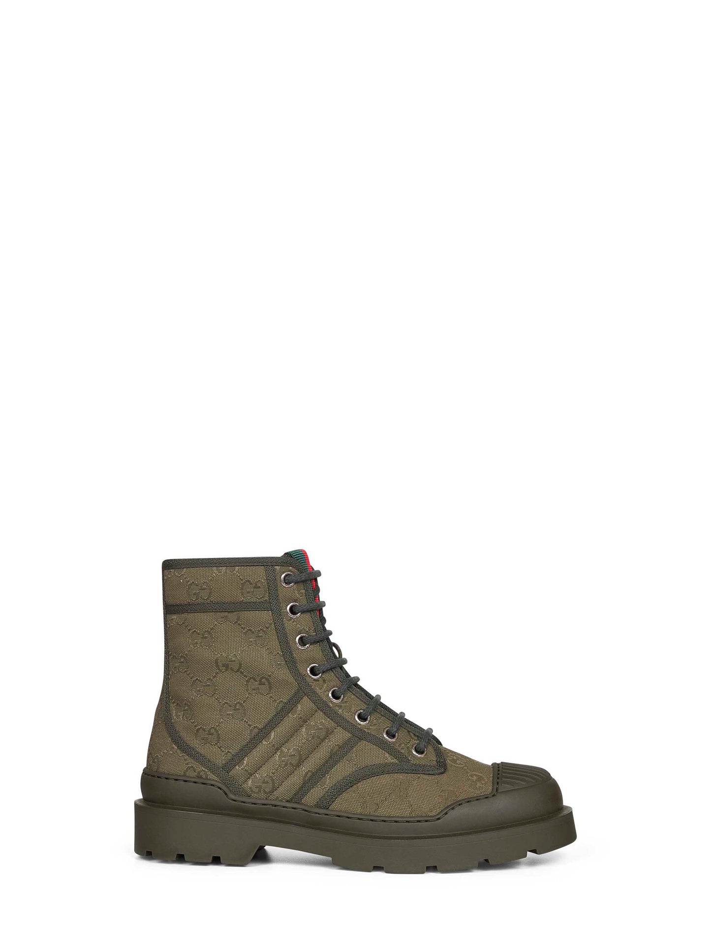 Green GG canvas ankle boots