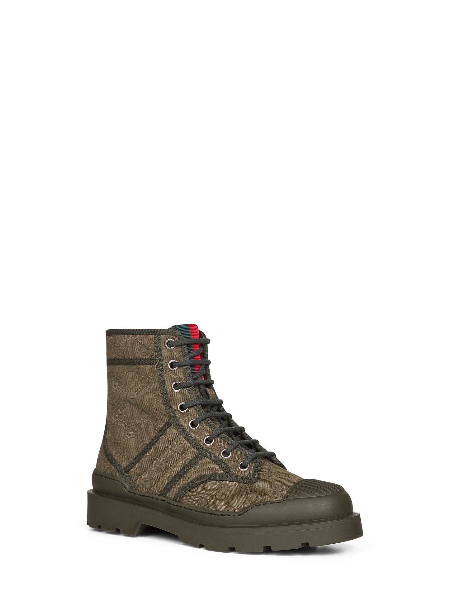 Green GG canvas ankle boots