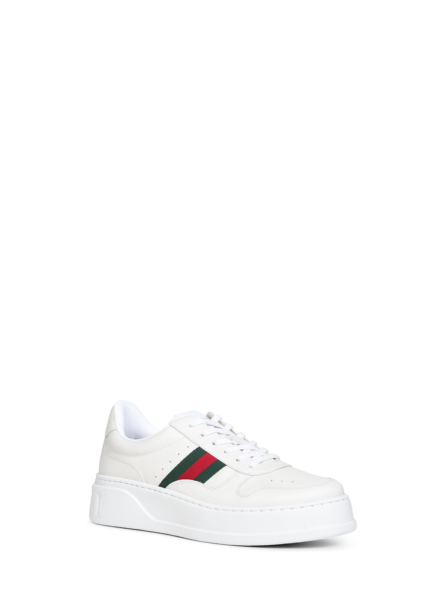 White leather sneakers with oversized sole