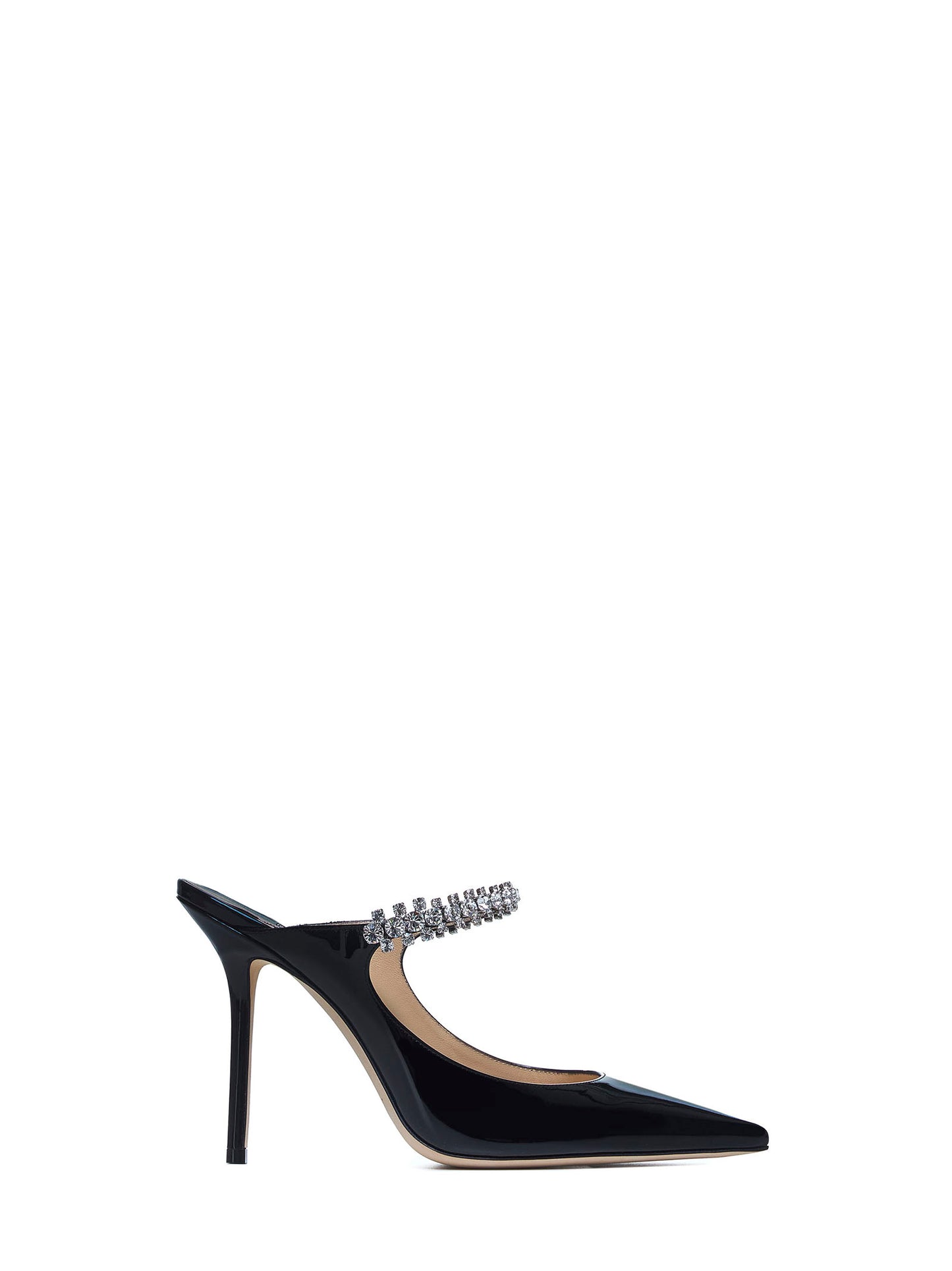 Bing 100 crystals patent leather mules