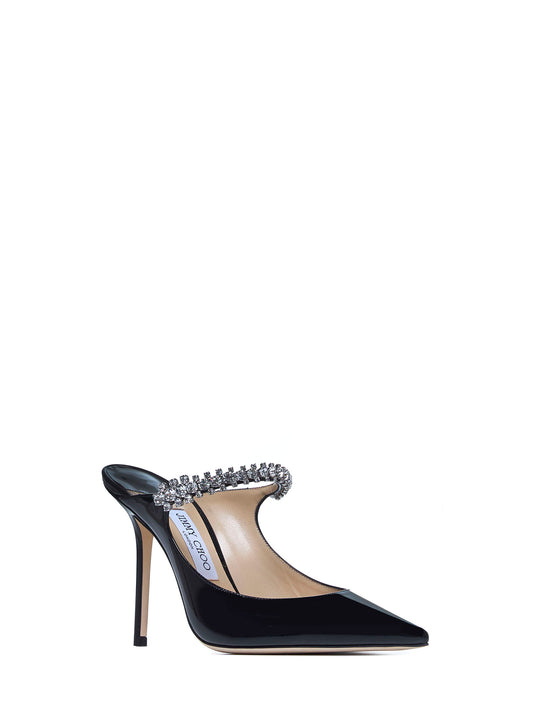 Bing 100 crystals patent leather mules