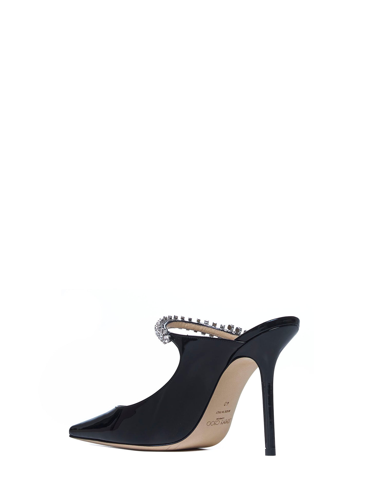 Bing 100 crystals patent leather mules