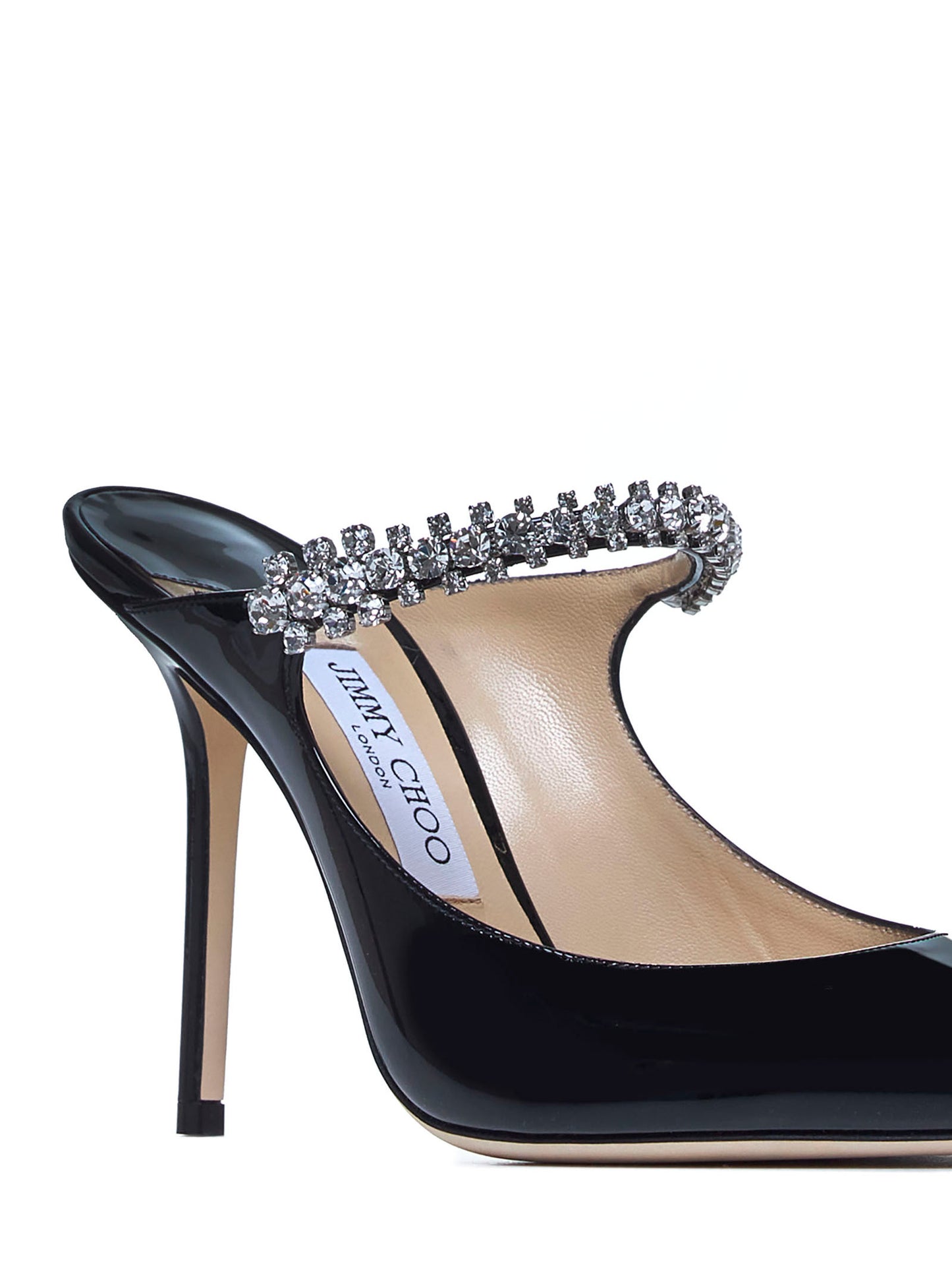 Bing 100 crystals patent leather mules