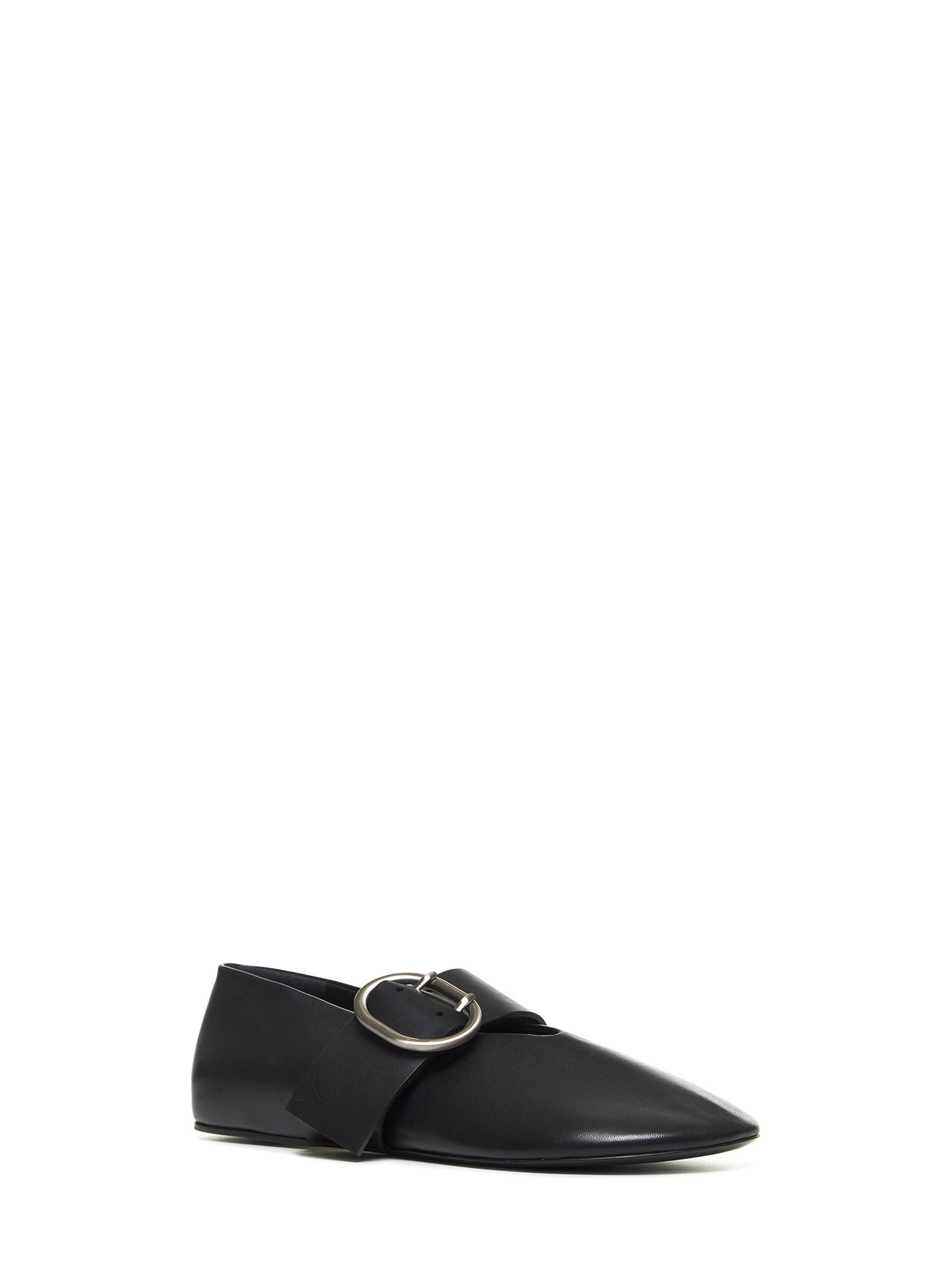 Black nappa leather ballet flats