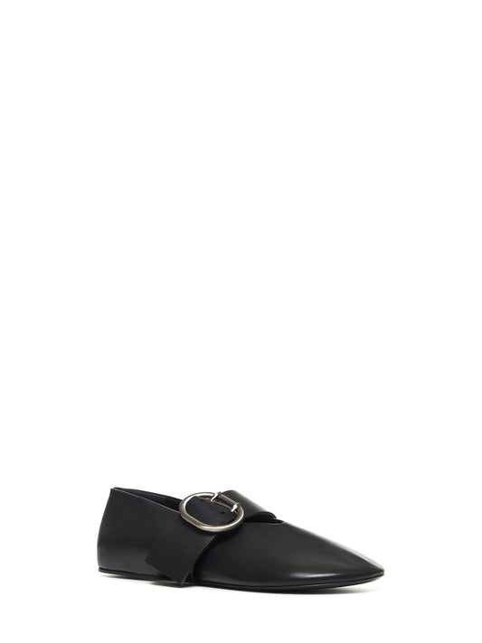 Black nappa leather ballet flats