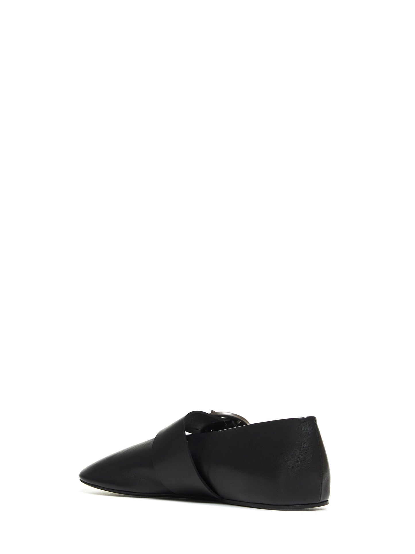 Black nappa leather ballet flats