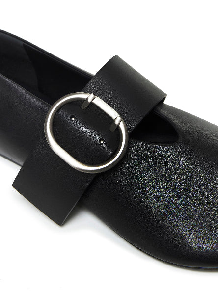 Black nappa leather ballet flats