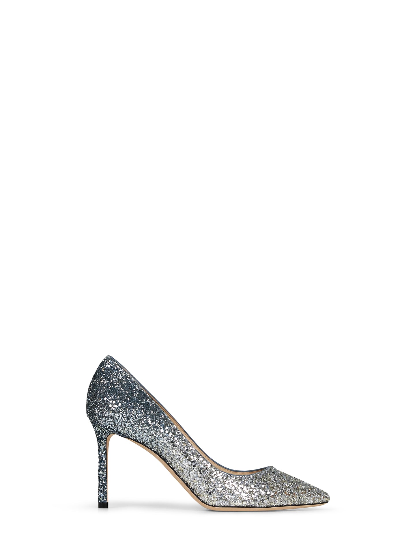 Silver and blue glitter Romy 85 pumps