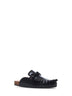Black leather Ruffle mules