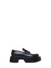 Black leather platform loafers