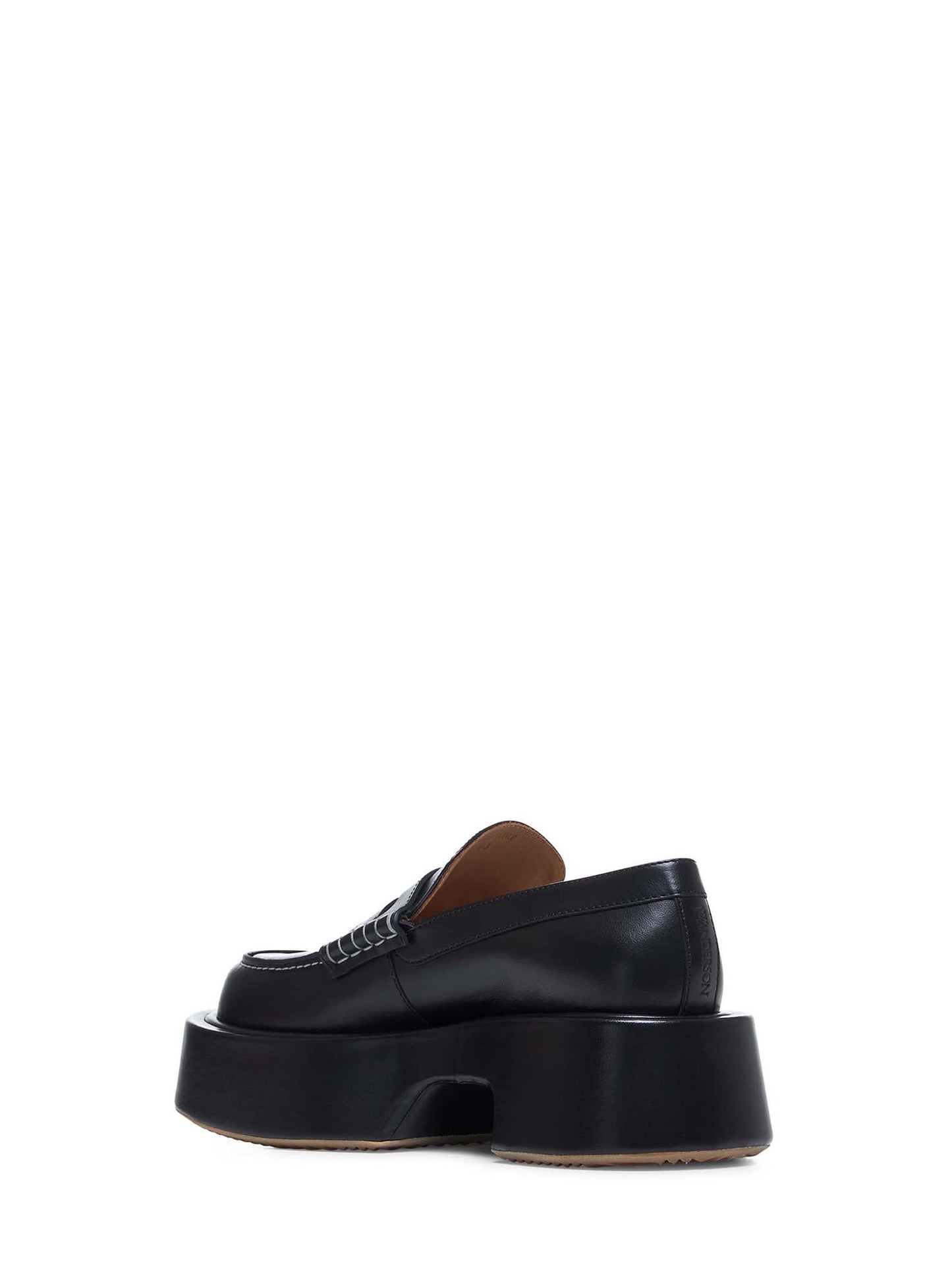 Black leather platform loafers