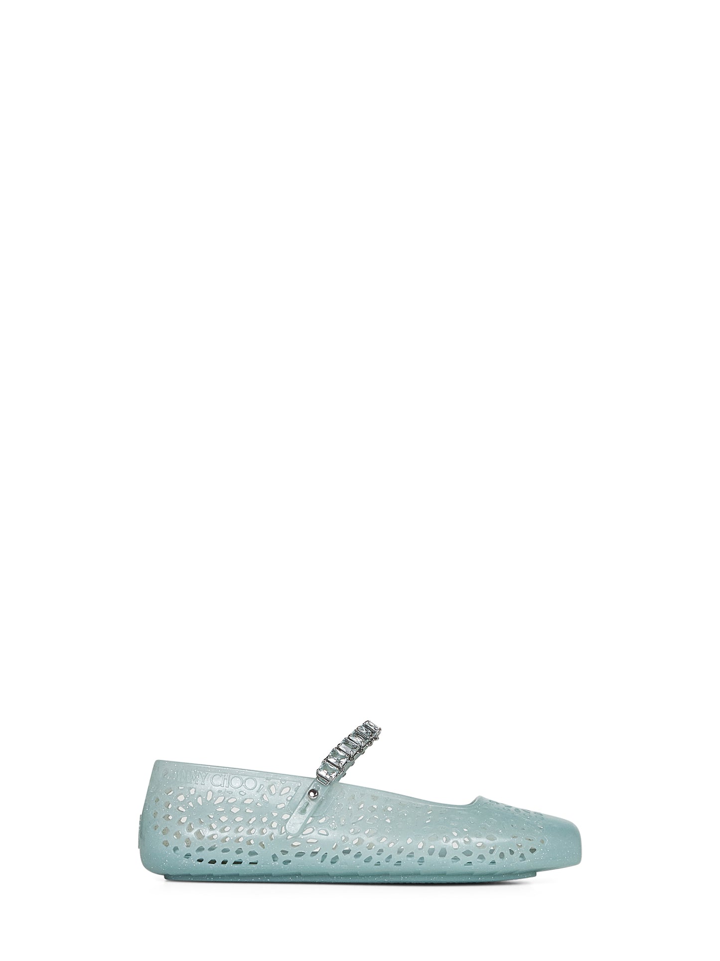 Light green Jelly ballet flats with crystal
