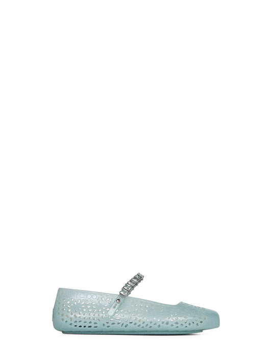 Light green Jelly ballet flats with crystal