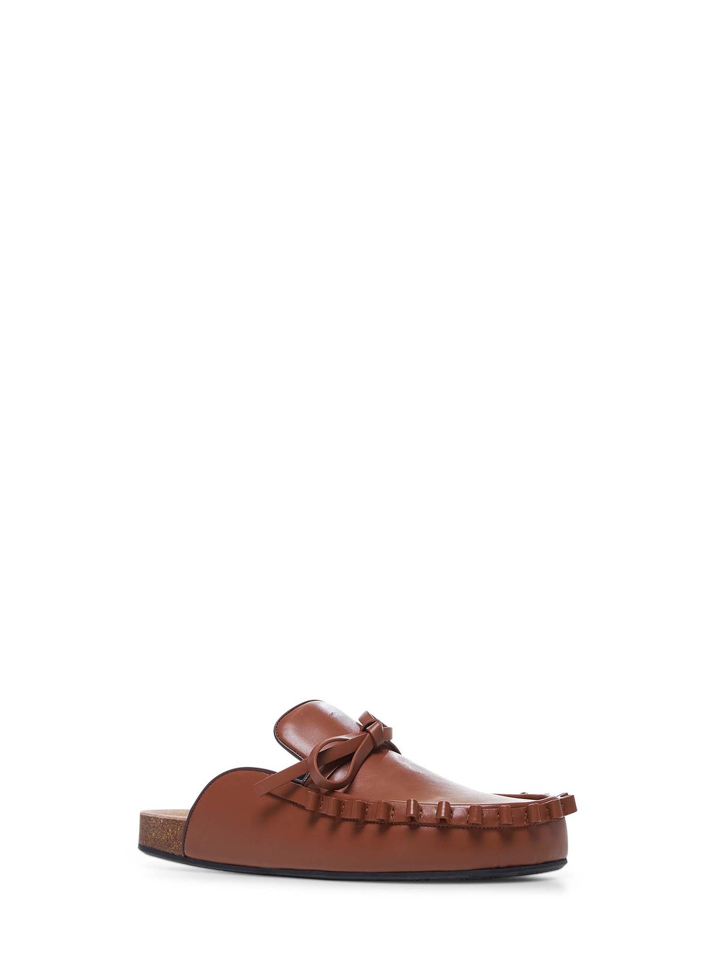 Sabot Ruffle in pelle marrone