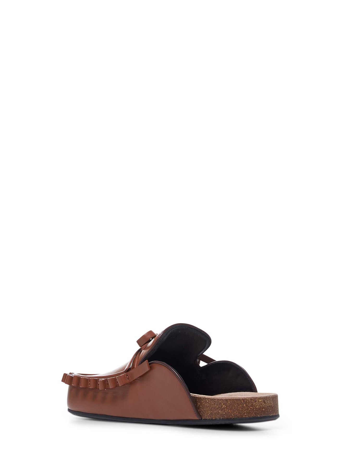 Sabot Ruffle in pelle marrone