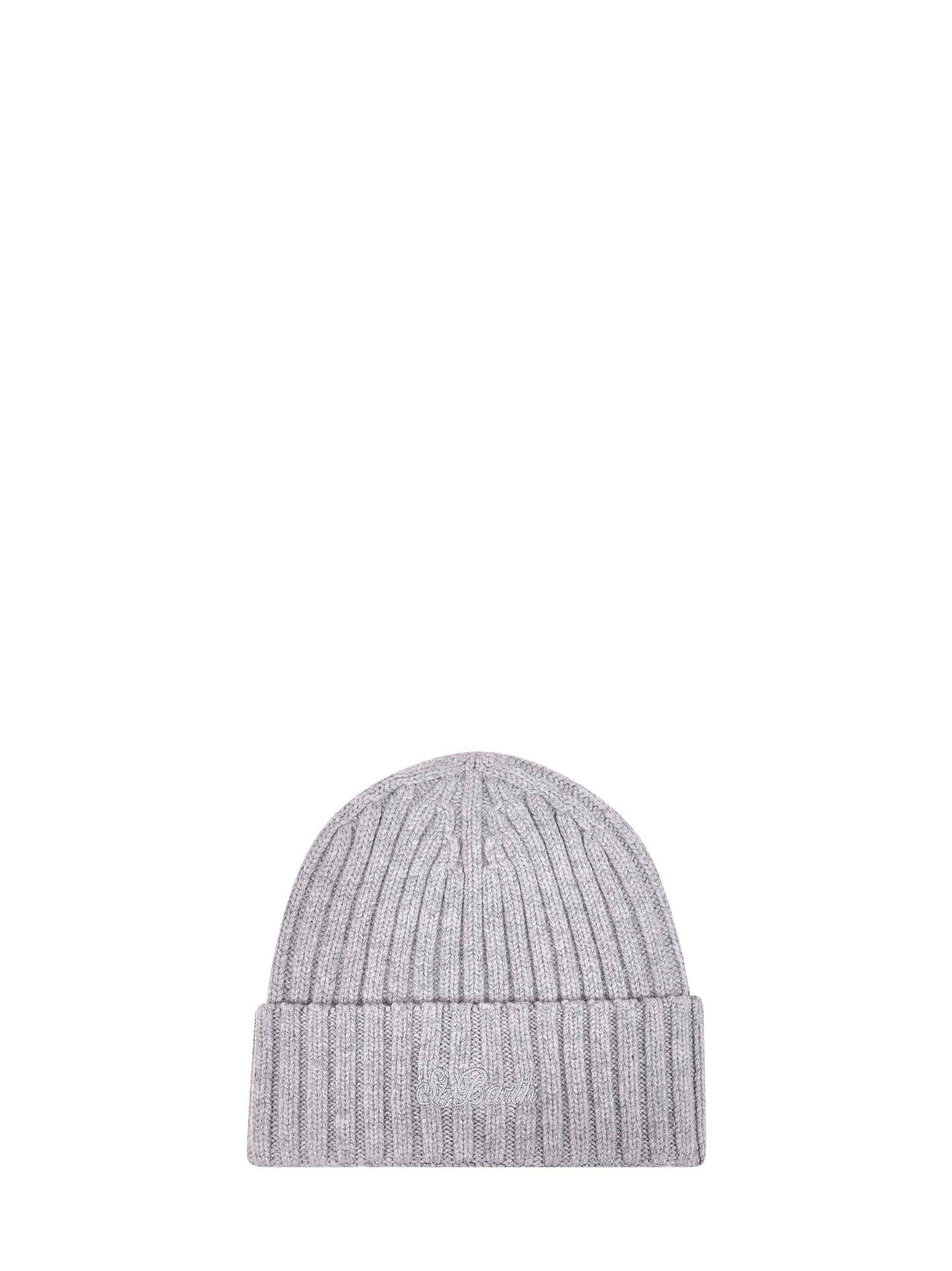 Grey ribbed wool Wengen beanie