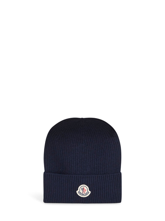 Blue wool and cashmere knit beanie