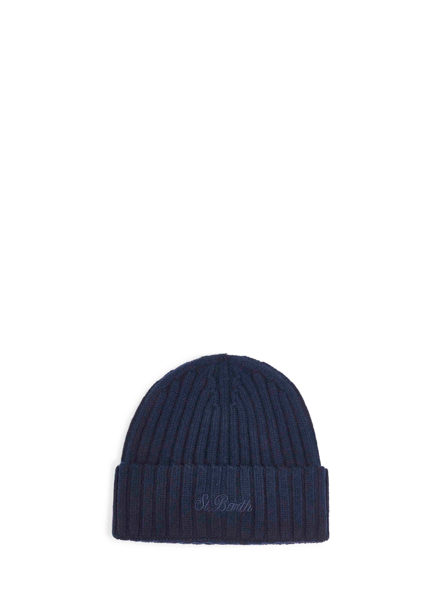Blue ribbed wool Wengen beanie