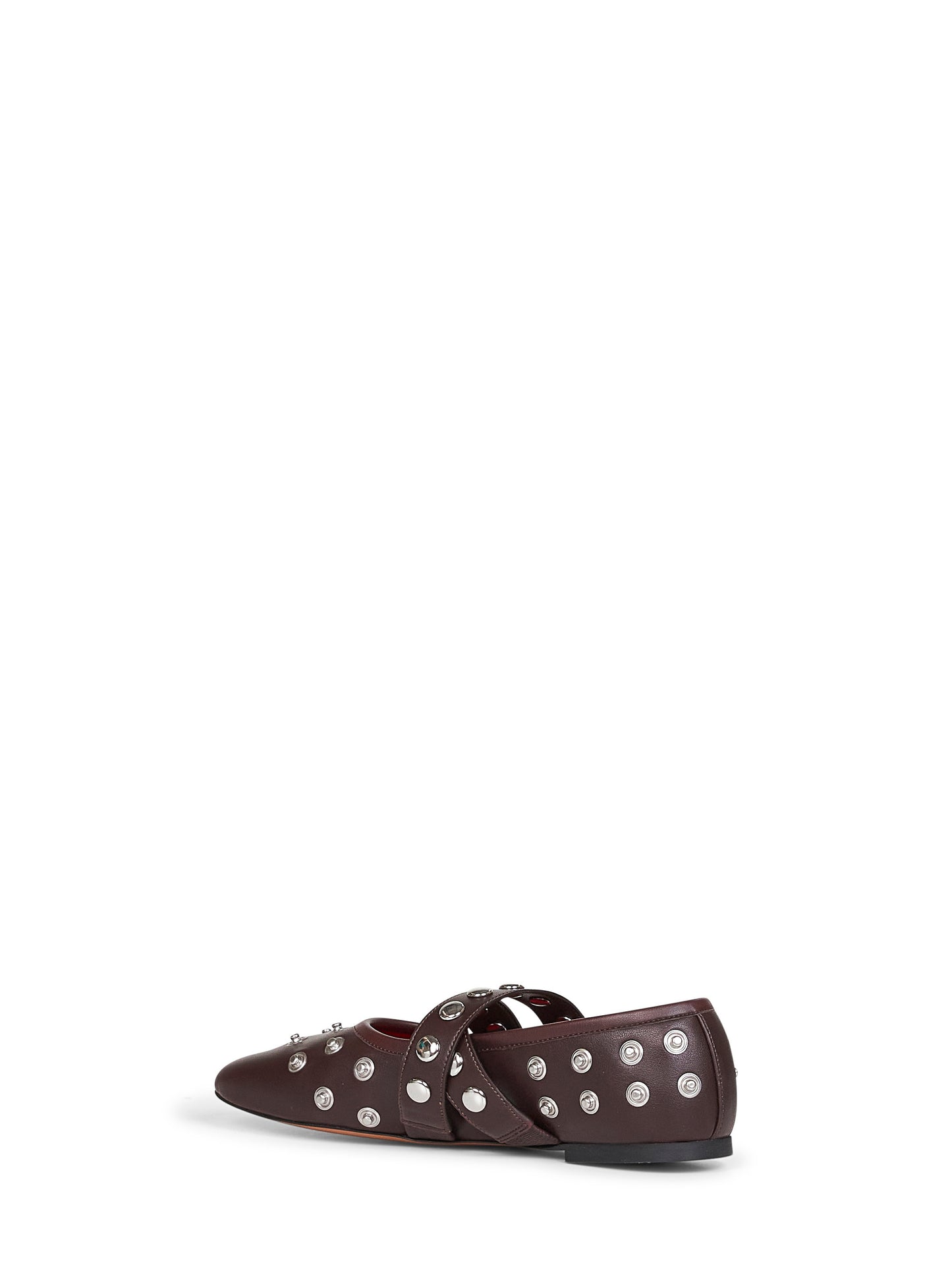 Brown Ryder Popper-Studded ballet flats