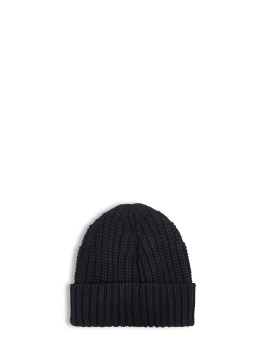 Black wool and cashmere beanie