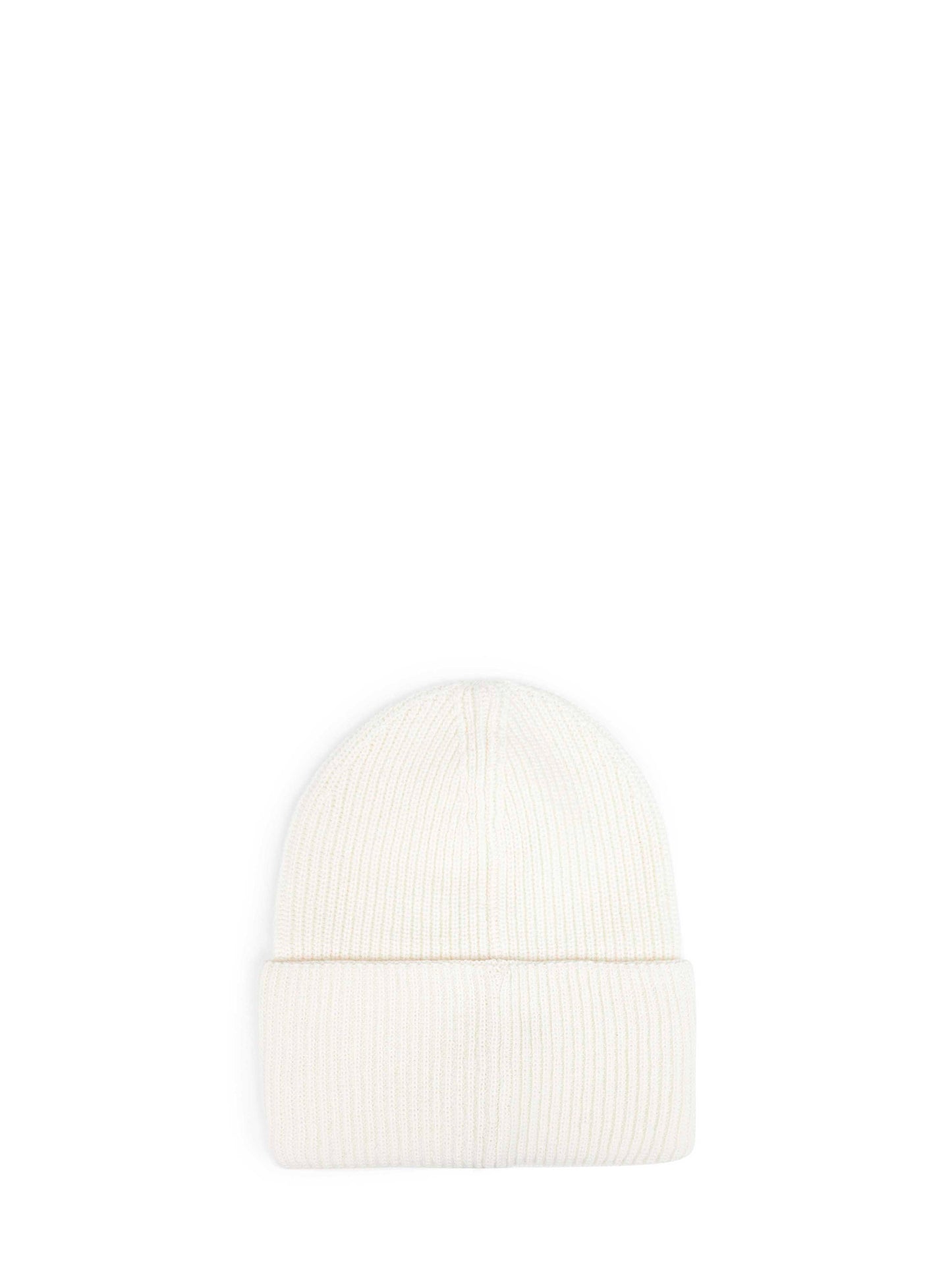 White ribbed wool beanie