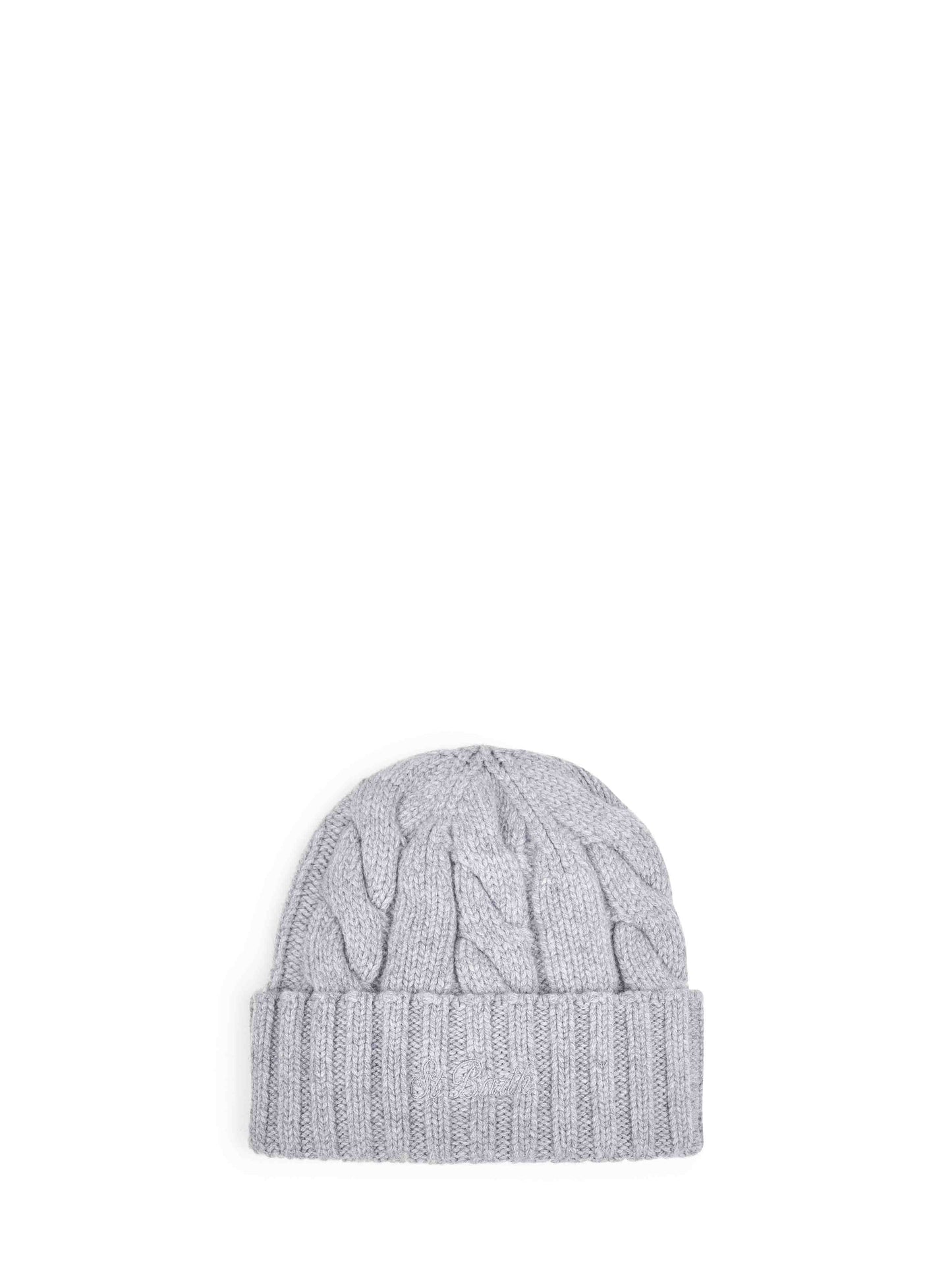 Grey cable-knit wool Cannon beanie