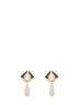 Gold pearl crystal bar earrings