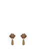 Gold pearl crystal bar earrings