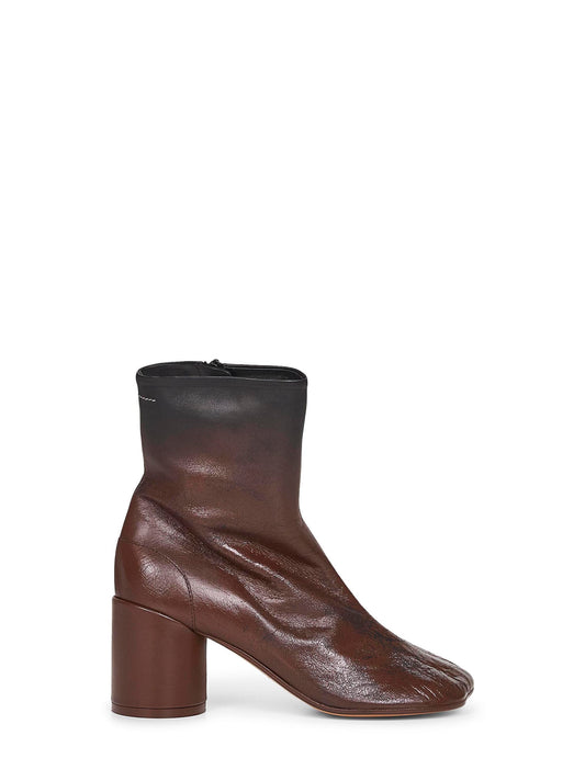Brown gradien-effect leather anatomic ankle boots