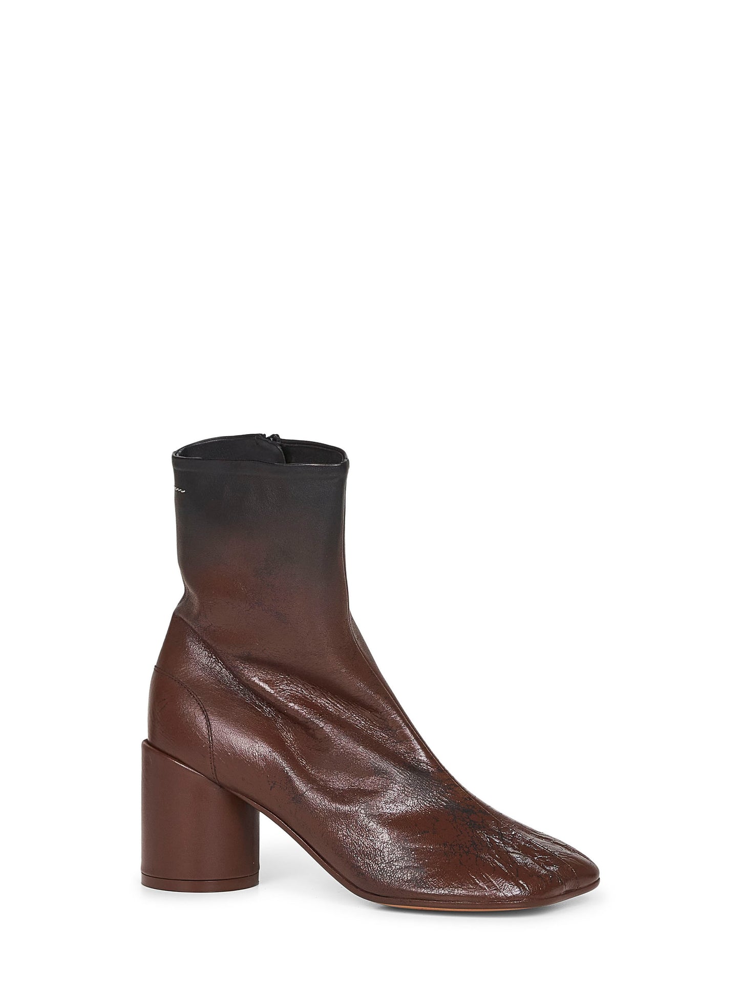 Brown gradien-effect leather anatomic ankle boots