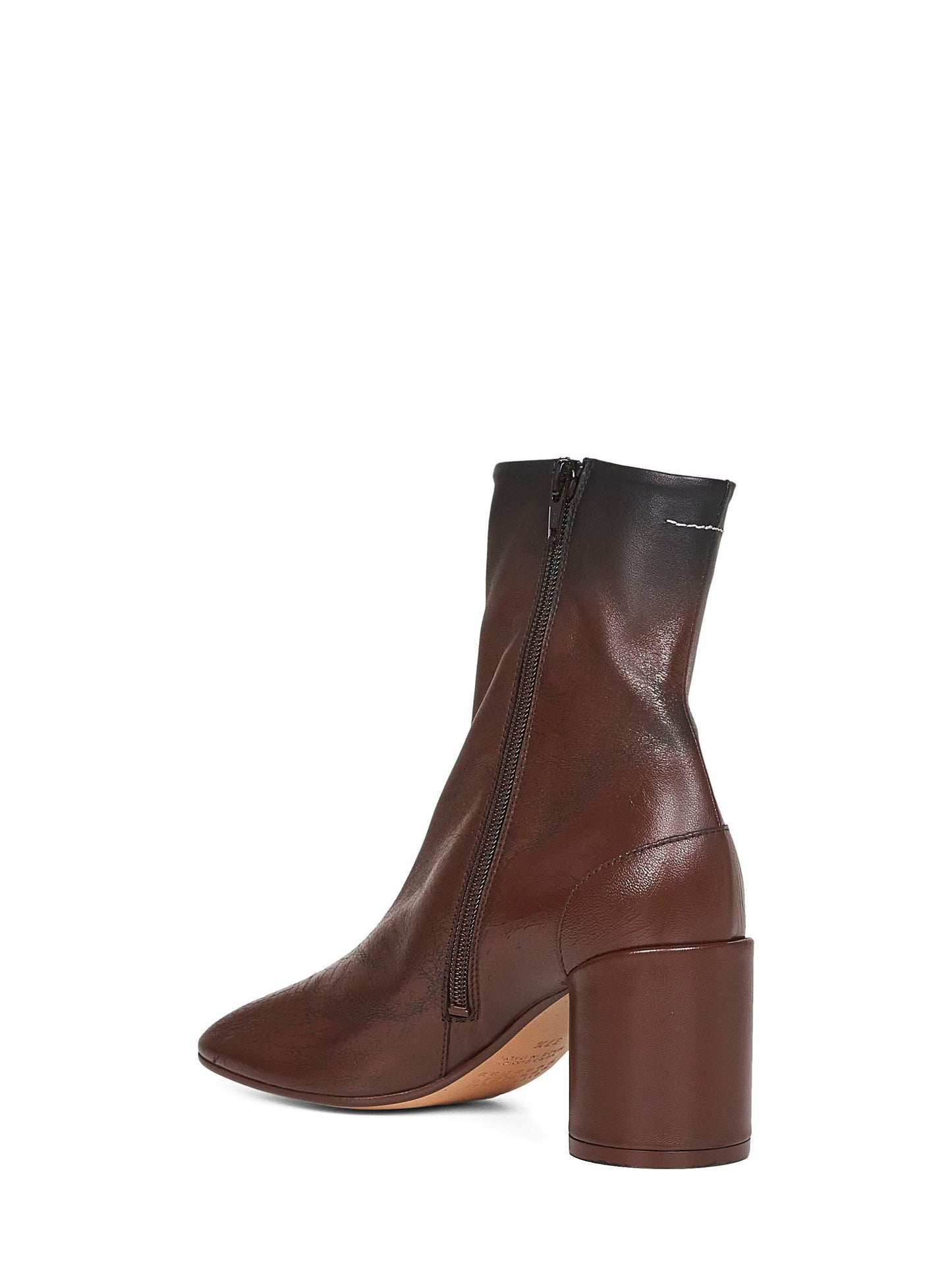 Brown gradien-effect leather anatomic ankle boots